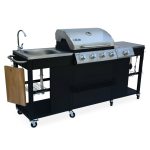 Barbecue au gaz D'Artagnan cuisine extérieure 5 brûleurs évier planche thermomètre ustensiles