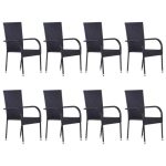 Ensemble de salle à manger de jardin 9 pcs Noir – Image 6