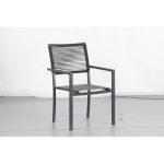 Ensemble Table de jardin extensible aluminium 135/270cm + 10 Fauteuils empilables corde Anthracite et orange-YERAZ – Image 4