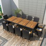 Jeu de mobilier de jardin 21 pcs Noir Résine tressée