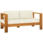 Salon de jardin 10 pcs avec coussins blanc crème Bois d'acacia – Image 3