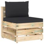 Salon de jardin 10 pcs avec coussins Bois imprégné de vert – Image 6