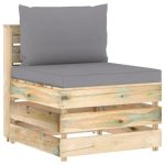 Salon de jardin 12 pcs avec coussins Bois imprégné de vert – Image 6