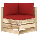 Salon de jardin 12 pcs avec coussins Bois imprégné de vert – Image 4
