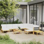 Salon de jardin 12 pcs avec coussins Crème Bois d'acacia solide – Image 2