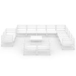 Salon de jardin 13 pcs Blanc Bois de pin massif – Image 3