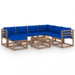 Salon de jardin 8 pcs avec coussins Bleu