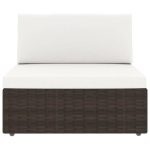 Salon de jardin 8 pcs avec coussins Marron Résine tressée – Image 5