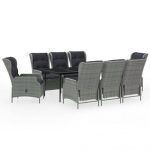 vidaXL Ensemble de salle à manger de jardin 9 pcs Gris clair – Image 3