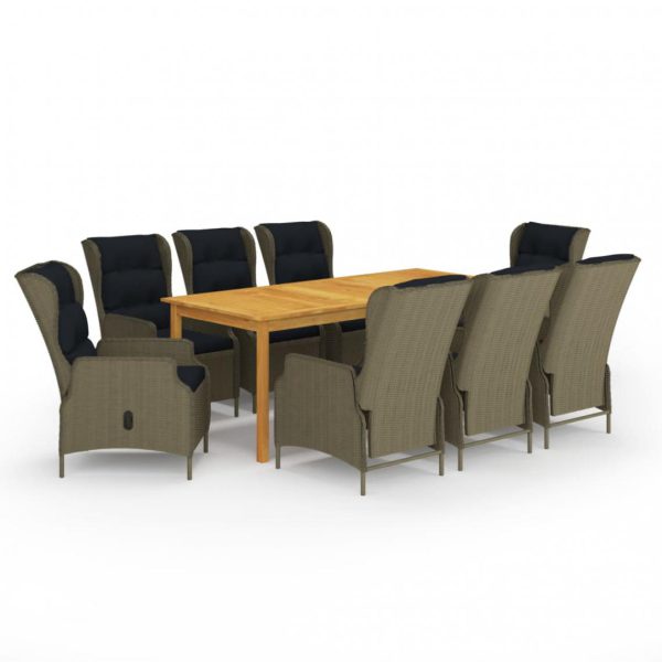 vidaXL Ensemble de salle à manger de jardin 9 pcs Marron