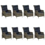 vidaXL Ensemble de salle à manger de jardin 9 pcs Marron – Image 3